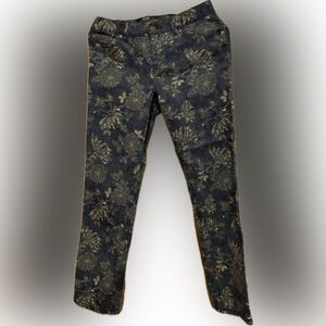LRL Lauren Jeans Co Dark Blue Floral Print Skinny Jeans sz 2